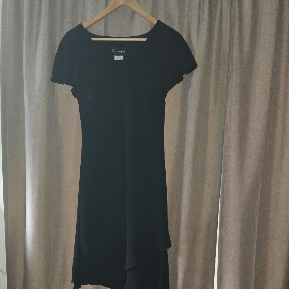 S.L. Fashions Elegant Black Asymmetrical Dress
